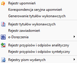Menu Rejestry